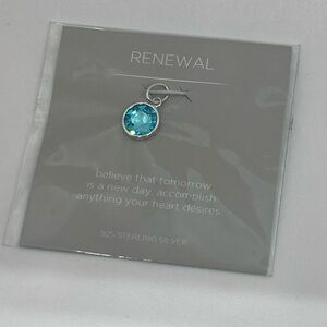 Origami Owl 925 Sterling & Light Blue Swarovski Crystal Pendant Charm | 14mm